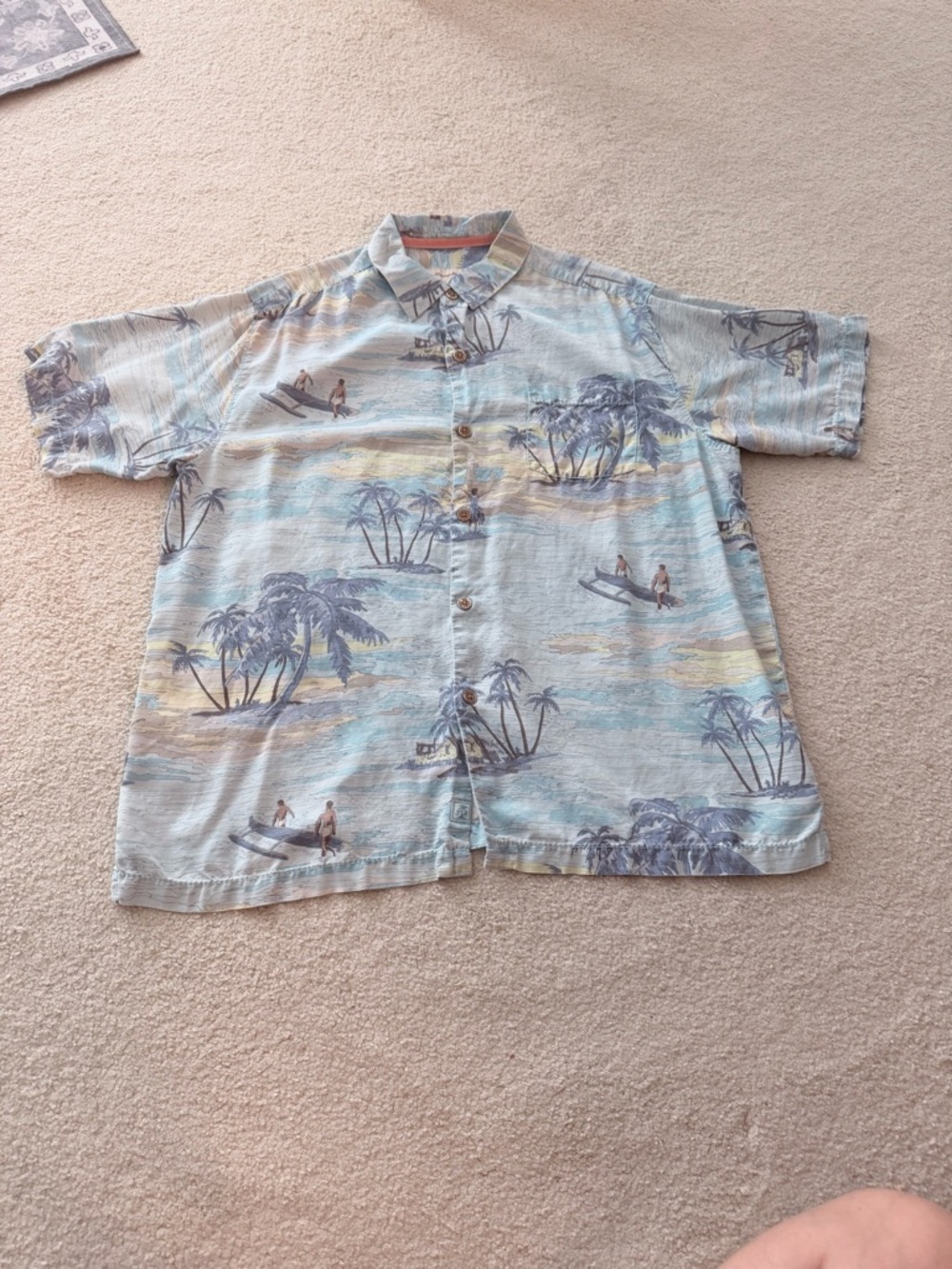 Tommy Bahama Blue & Tan Island Print Short-Sleeve Shirt